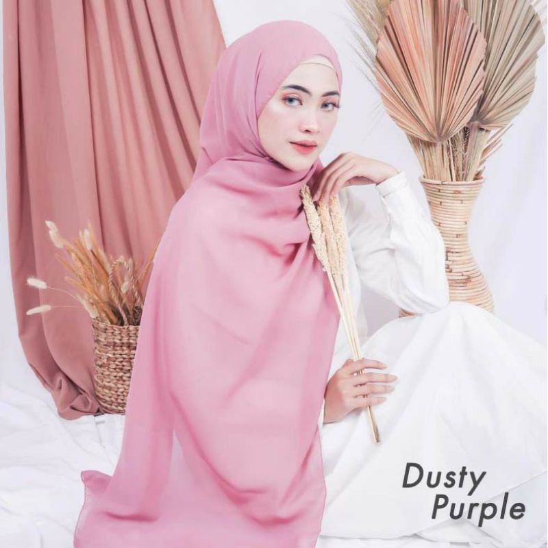 BISA COD! PASHMINA BELLA SQUARE DOUBLE HYCOUNT 175X75CM-dusty purple
