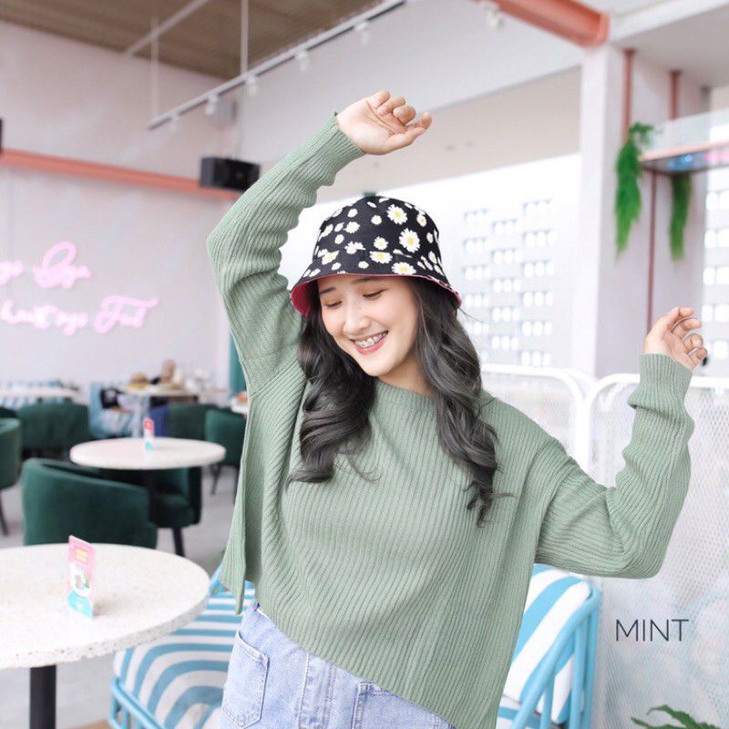 NAYLA SWEATER CROP | SWEATER RAJUT CROPTEE OVERSIZE