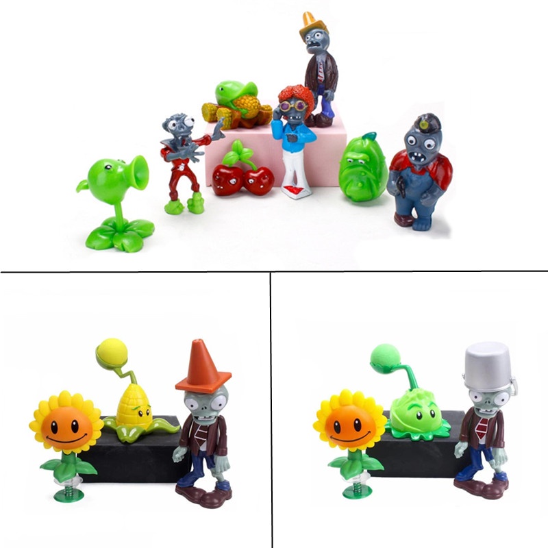 3 / 8 Pcs Tanaman Asli Mainan Action Figure Zombie Bahan PVC Untuk Hadiah Ulang Tahun Anak