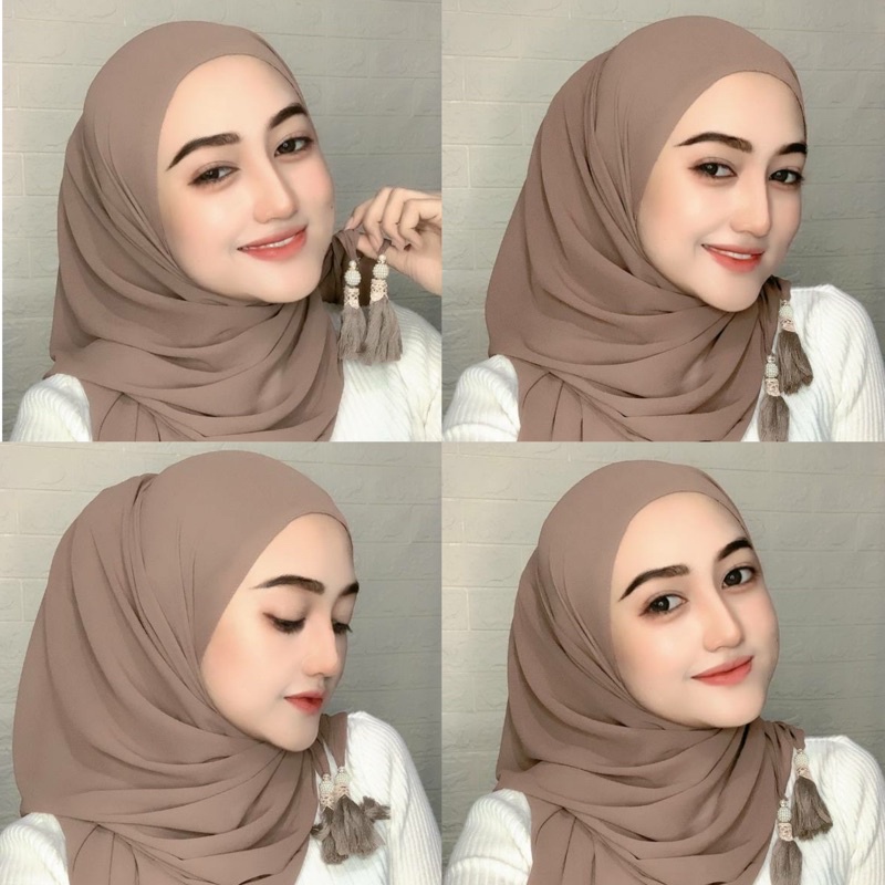 HIJAB JILBAB KERUDUNG PASHMINA CERUTY TASSEL