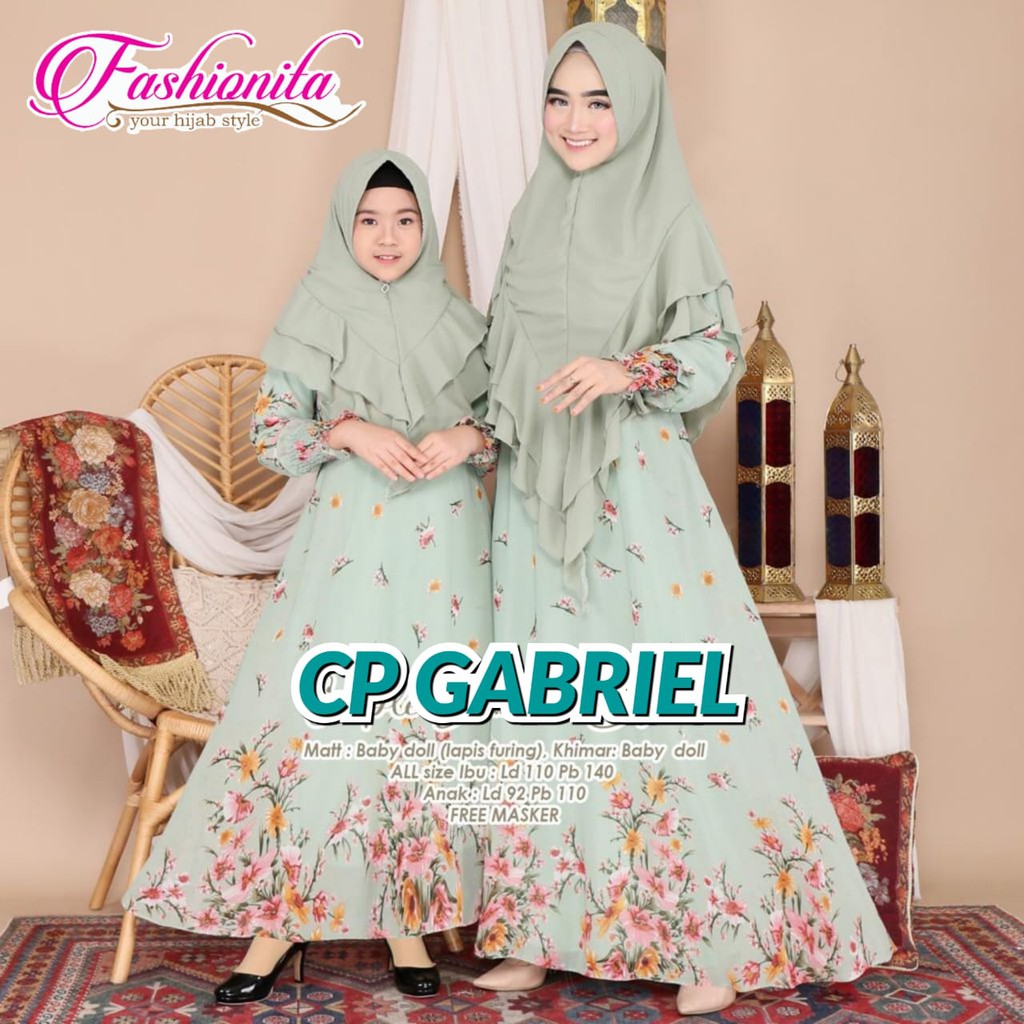 RHS ~ gabriel gamis couple syari mom kids ibu dan anak ori solo by fashionita