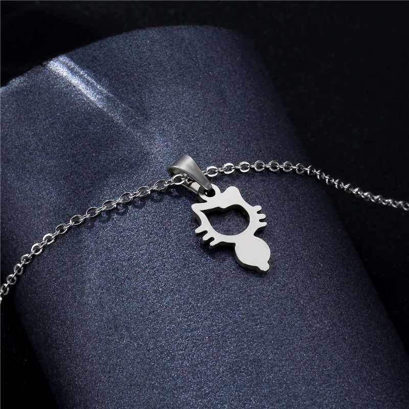 Kalung Desain Kucing Bahan Stainless Steel Untuk Wanita