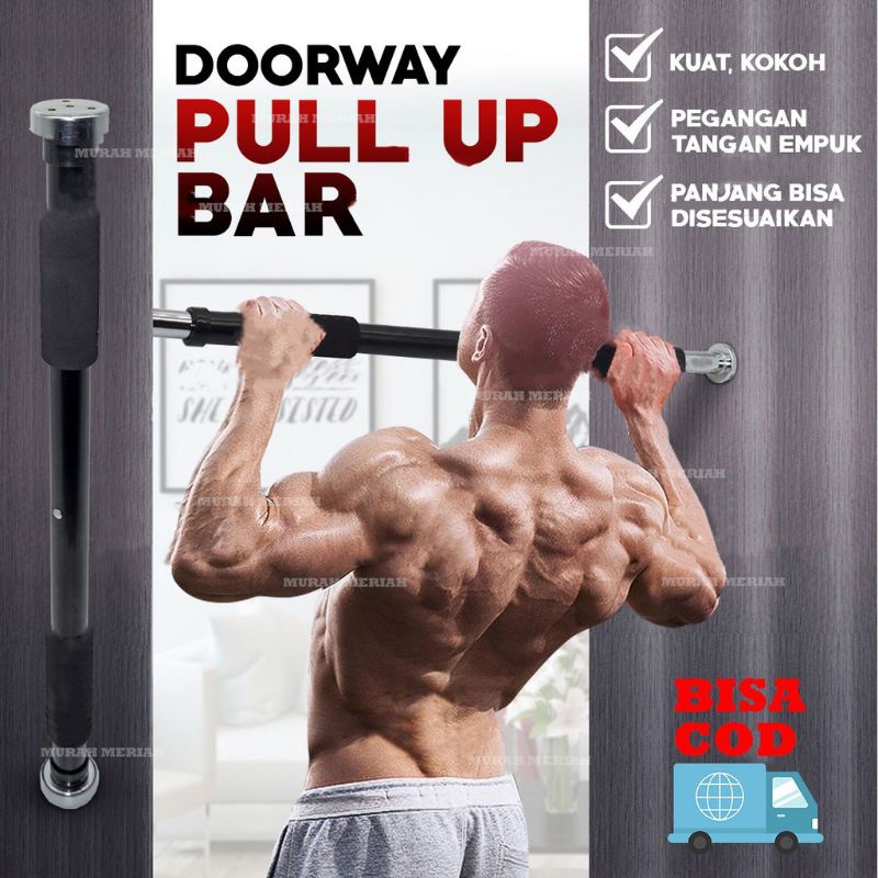 (MAINANKYU) Tiang Latihan Pull Up Pintu Pattern Grip 62-100cm - 1604 - Black