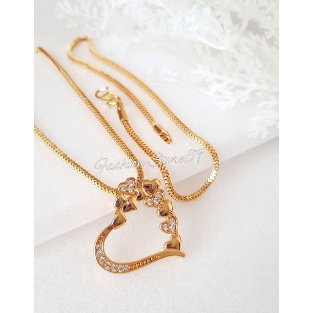 Kalung Fashion Love Perhiasan Dewasa Replica Emas Kalung Dewasa Love Yaxiya Import lapis emas bestquality bestseller Motif Love