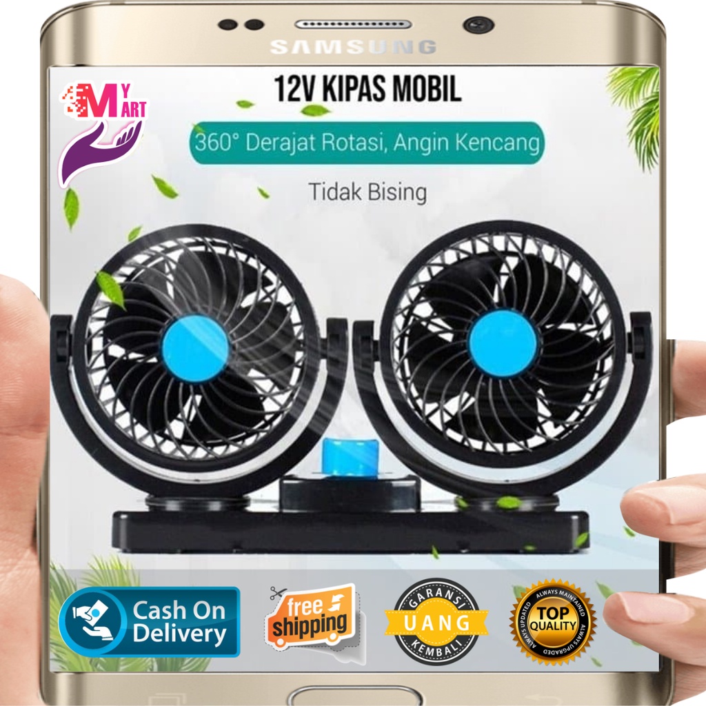 Kipas Angin Mobil 12 Volt - Kipas Angin Mobil Double Fan 12 Volt - Car Double Fan Blower 12 Volt