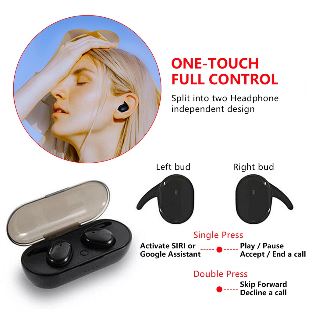 (COD) TWS Bluetooth Headset Bluetooth Y30 Earphone Headset Bluetooth 5.0 Wireless Earphone Waterproof Sport Handset HIFI Stereo Sound Music In-ear Earbuds With Mic