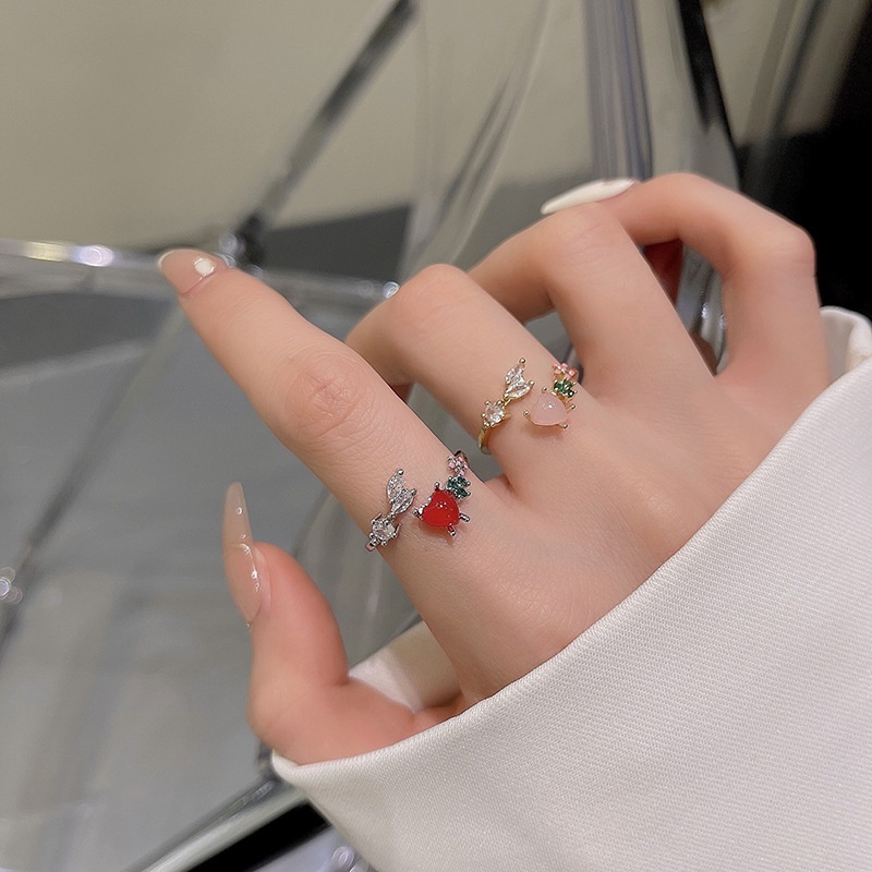 Cincin Model Terbuka Adjustable Desain Bunga Aksen Mutiara Kristal Gaya Korea Untuk Wanita