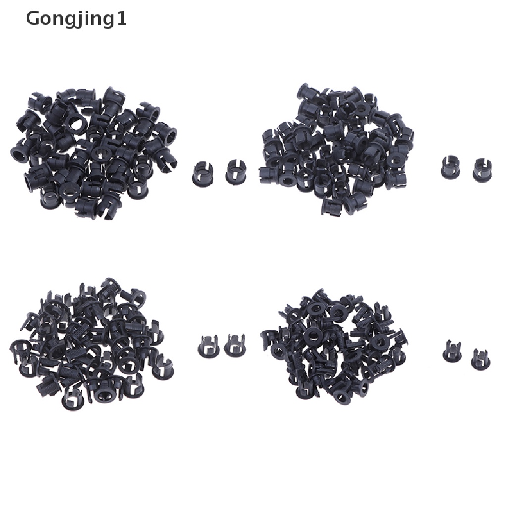 Gongjing1 50Pcs Klip Holder Lampu LED Bahan Plastik Ukuran 3mm / 5mm Warna Hitam