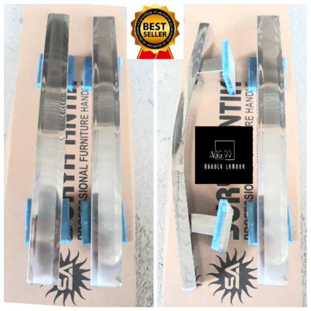 Pull handle stainless lengkung /gagang handle pintu spanyol / Tarikan pintu minimalis silver