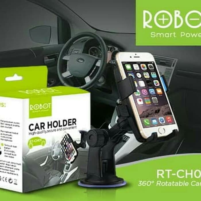 holder mobil phone stand robot rt ch01 360 rotatable by vivan   car hoder holder mobil   hitam