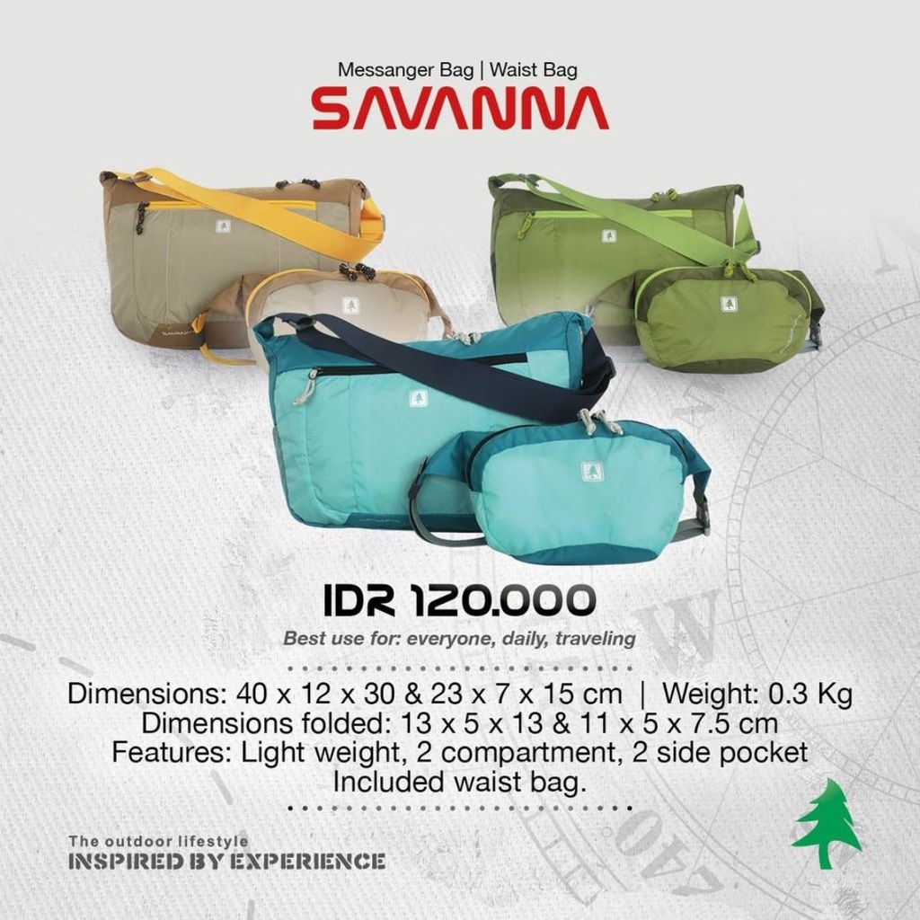 TAS CONSINA SAVANNA - Tas Selempang dan Waist Bag - SATU PAKET