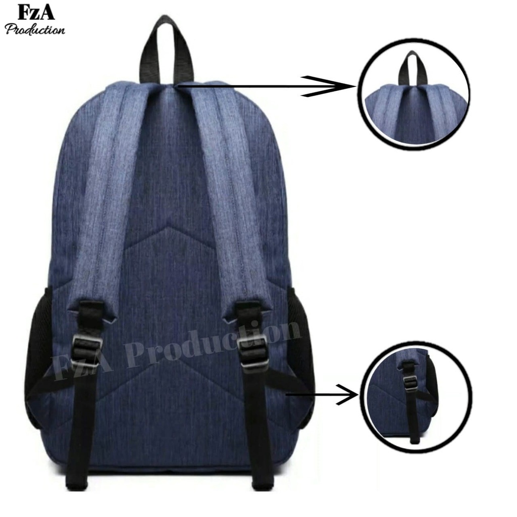 FzA Official - Tas Ransel Gendong Laptop Distro Sekolah Kuliah Pria Wanita Backpack Murah Original Tas Punggung Laptop - Blue DNM