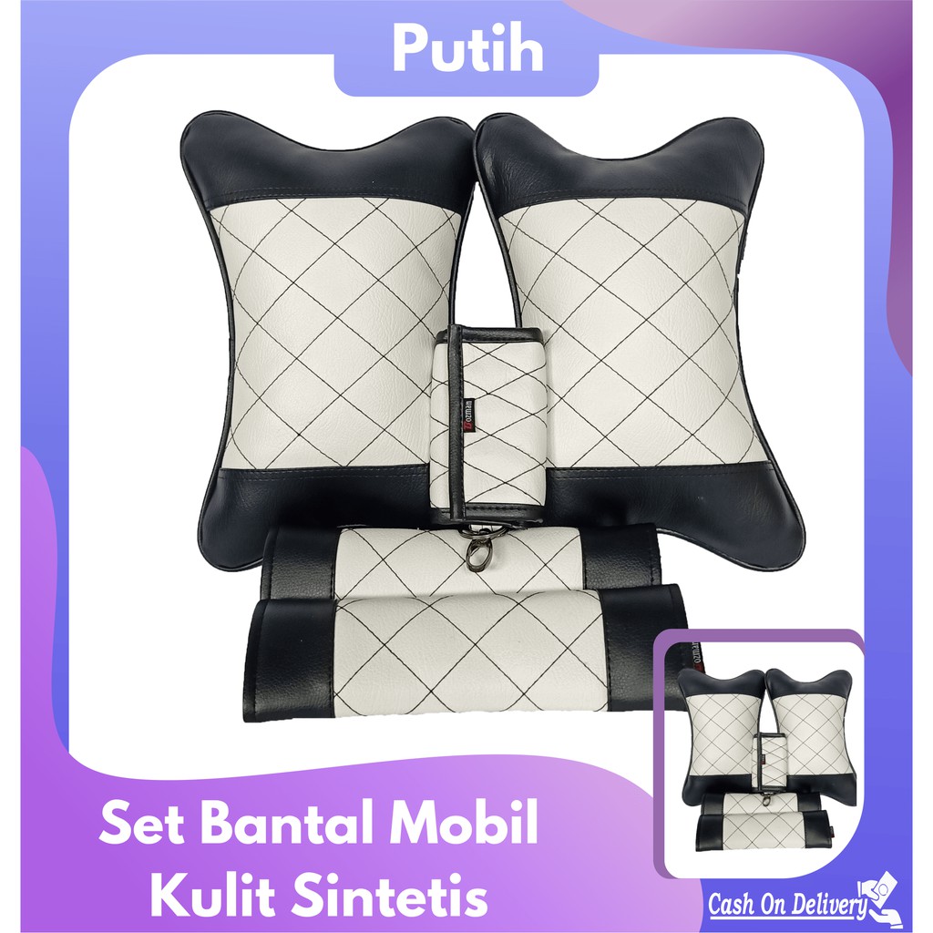 Set Bantal Mobil Premium 3 in 1 isi 2 bantal mobil 2 seatbelt dan 1 dompet stnk