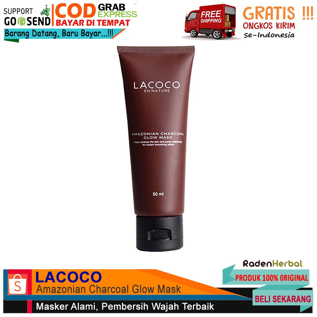 MASKER WAJAH LACOCO Amazonian Charcoal - Masker Lumpur/Masker Charcoal/Lacoco Original NASA