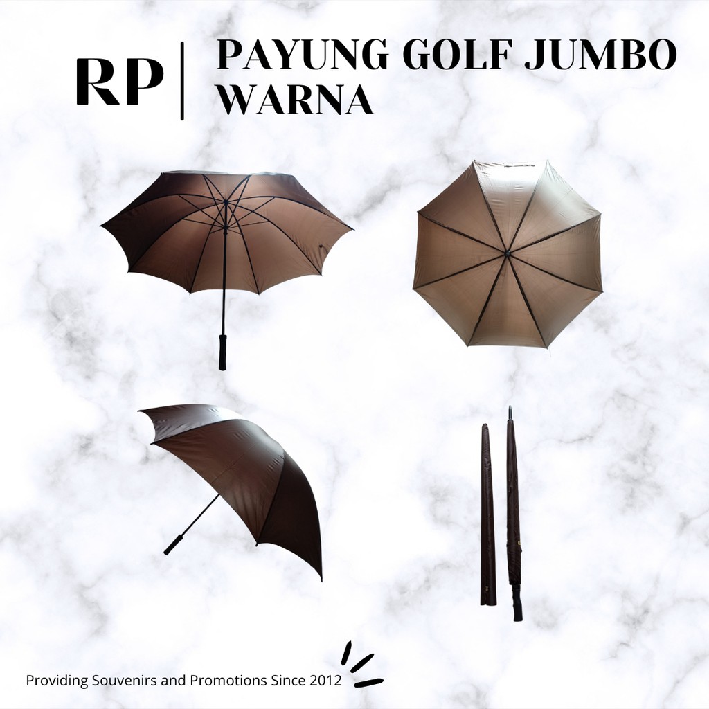 SAE Umbrella Payung golf jumbo manual sarung kain bahan Polyster tebal - Abu-abu