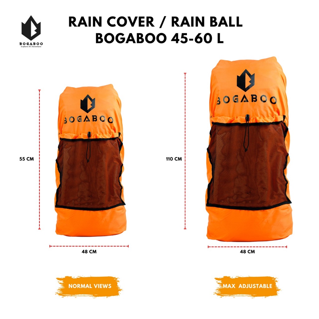 Coverbag bogaboo seri rain ball 45 up 60 L waterproof - rain cover - raincover - sarung tas - penutup tas - dust bag - waste pocket - rubbish pocket - trAsh bag KERIL GUNUNG