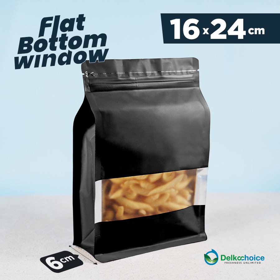 STANDING POUCH FLAT BOTTOM WINDOW BLACK PREMIUM - NON VALVE