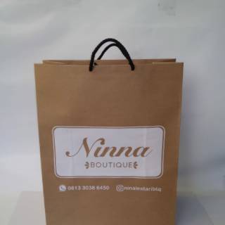 Paper bag 25x10x30 shopping bag Bahan kraft coklat free design | Shopee