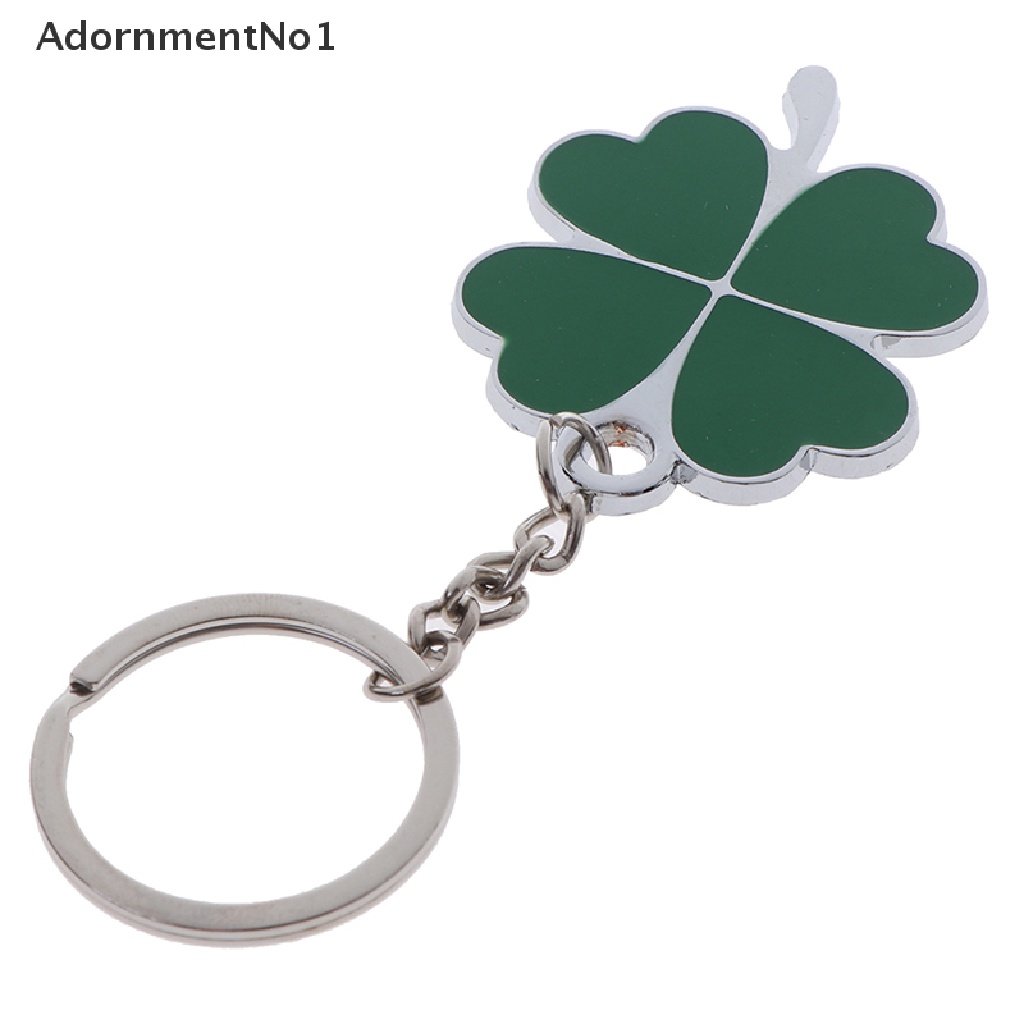 (AdornmentNo1) 1pc Gantungan Kunci Bentuk Daun Clover Bahan Stainless Steel