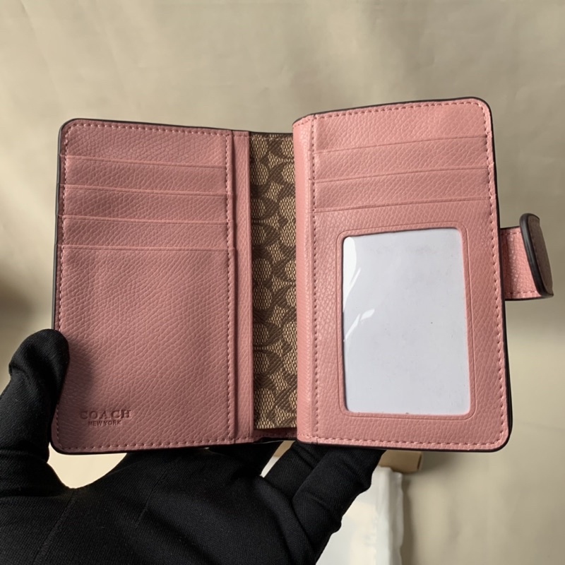 Coach Medium Corner Zip Wallet In Signature Soft Pink