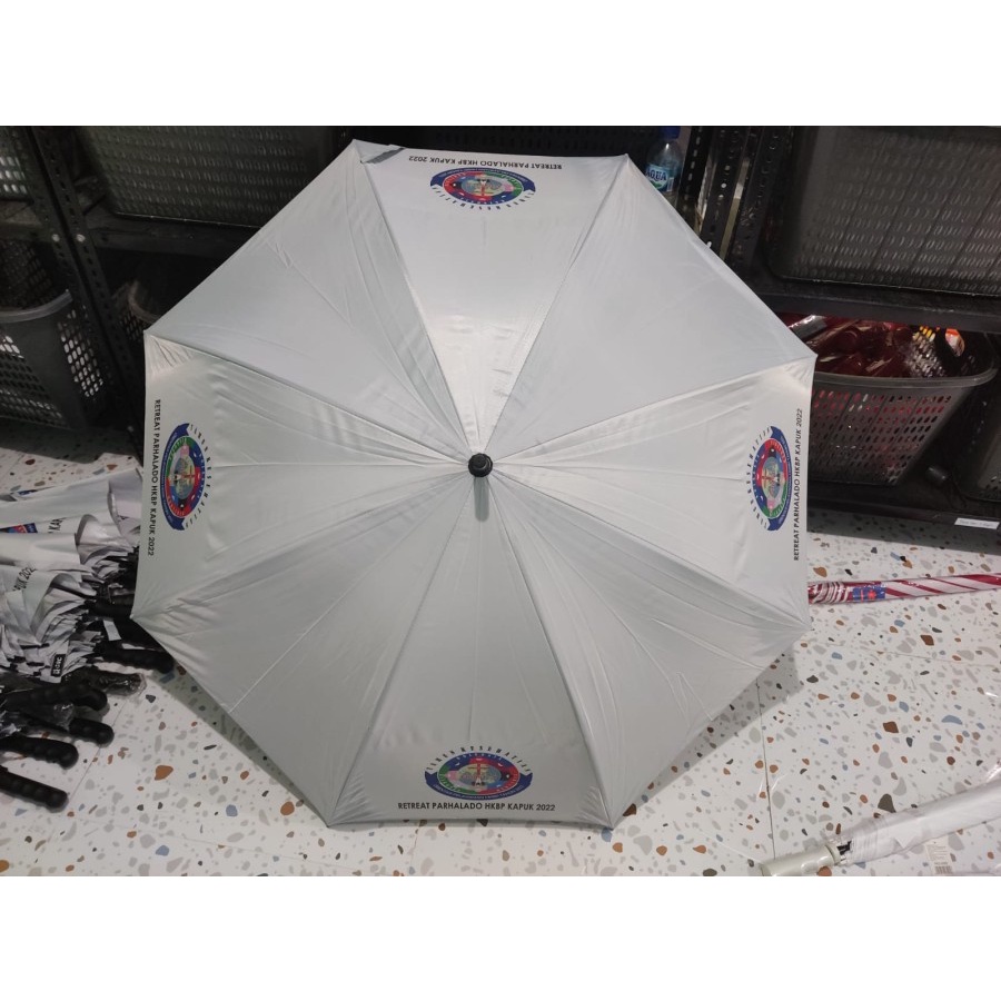 [ payung custom eceran ] payung jumbo besar golf  abu cetak gambar bebas logo tulisan custom digital