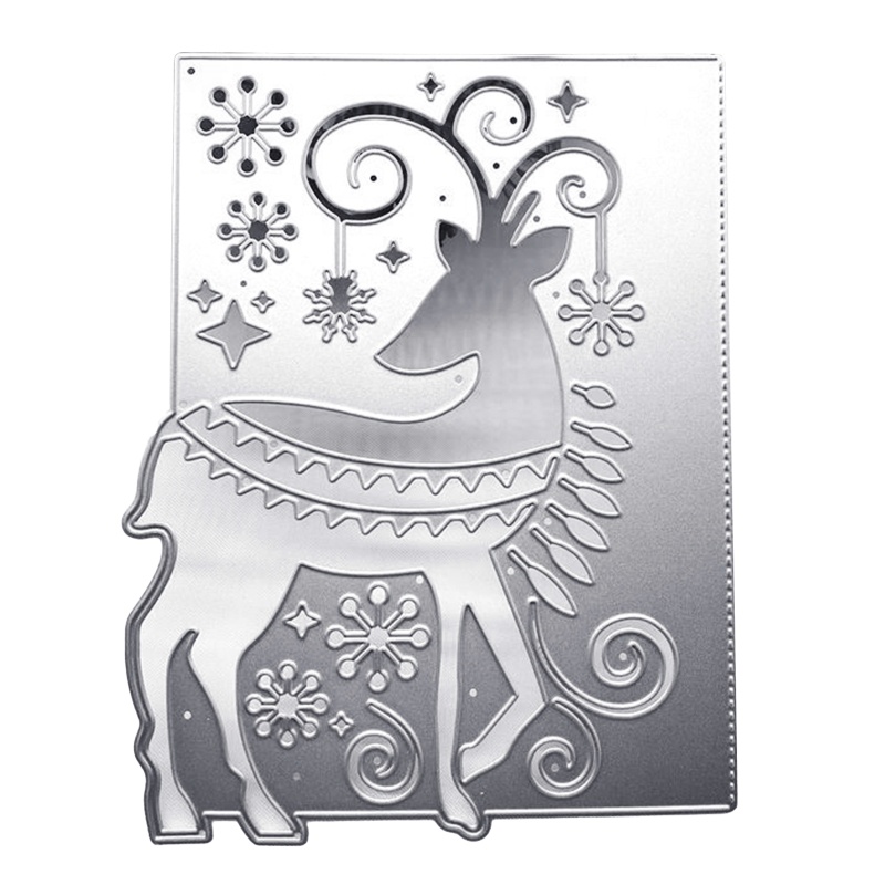 Cetakan Stensil Cutting Dies Motif Rusa Natal Bahan Metal Untuk Scrapbook / Craft DIY / Embossing