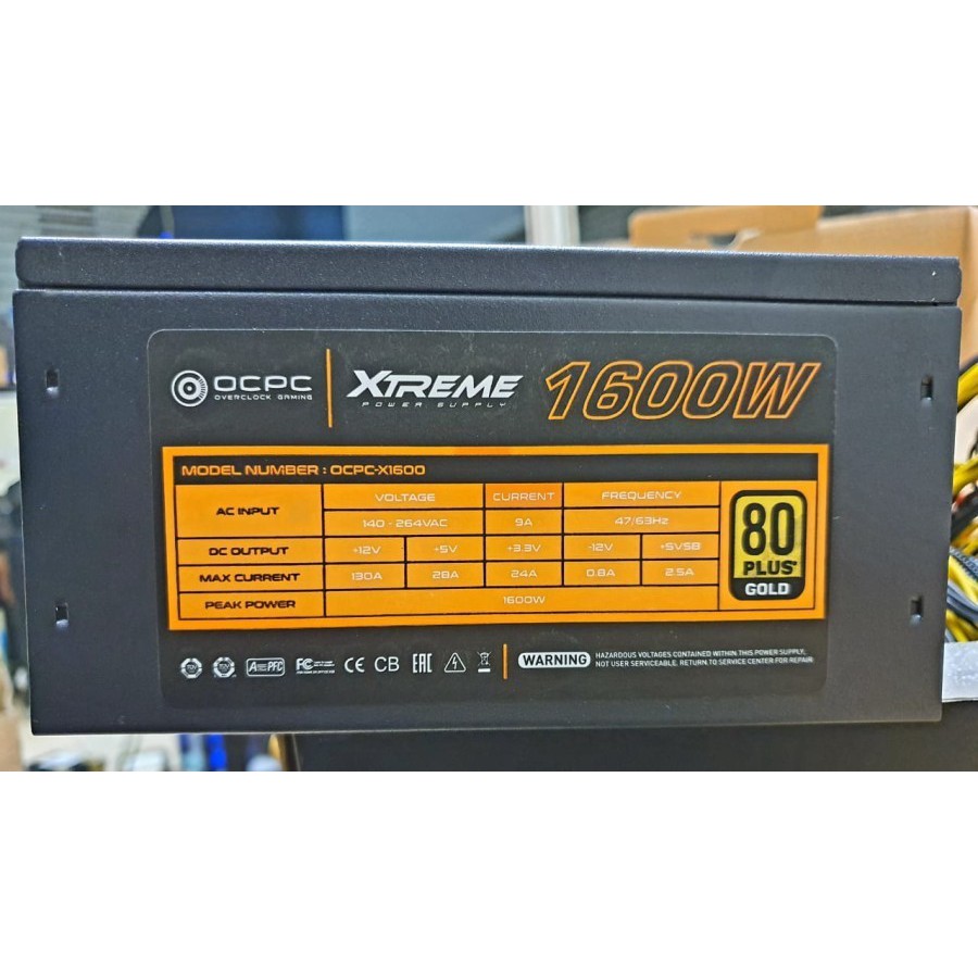 OCPC XTREME 1600W 80+ Gold Efficiency Power Supply