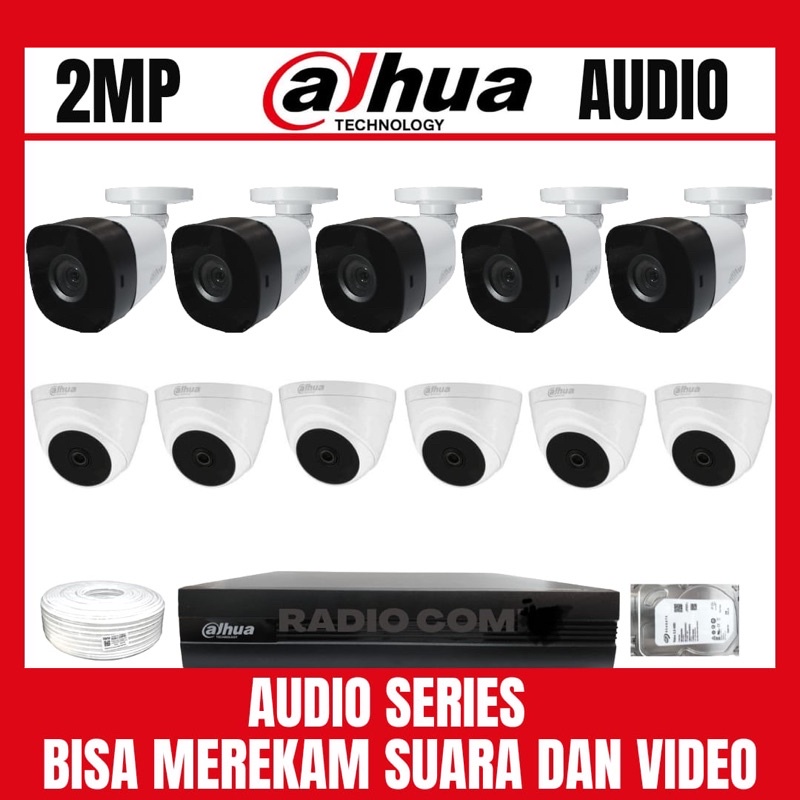 PAKET CCTV DAHUA 2MP 16 CHANNEL 11 CAMERA AUDIO BISA MEREKAM SUARA DAN VIDEO