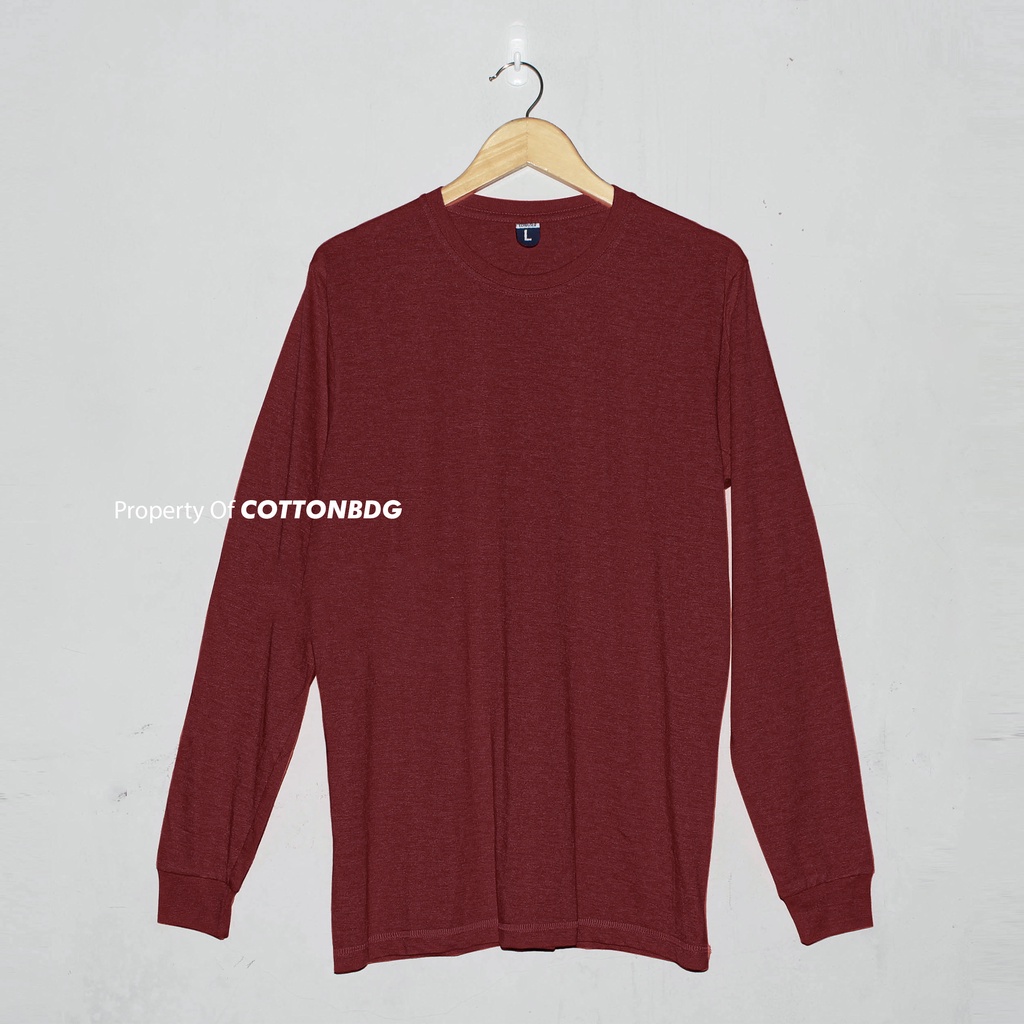 KAOS POLOS MAROON TRITONE PRIA WANITA LENGAN PANJANG UKURAN S-XL BAHAN THREETONE 30S ORGINAL