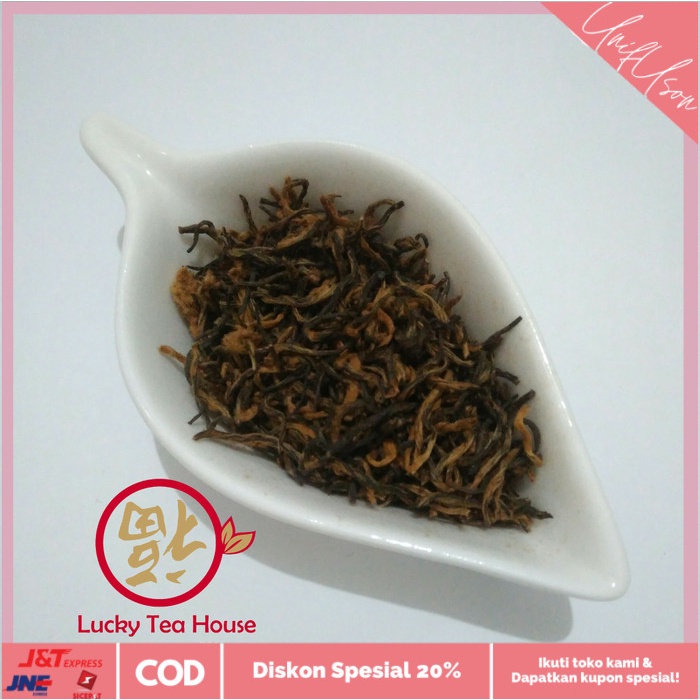 

⭐COD⭐ Jin jun mei chinese tea black tea teh golden beautiful eyebrow 50 gram