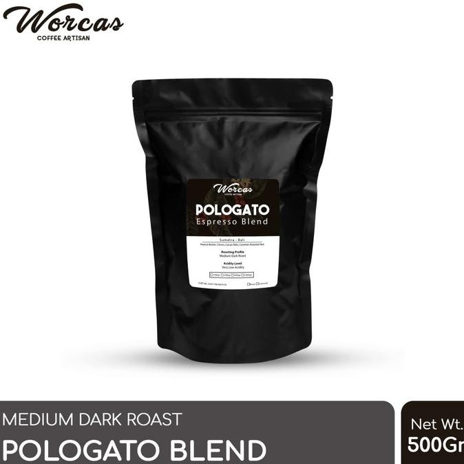 

Kopi- WORCAS Kopi Pologato Espresso Blend 500 Gram - KOPI BIJI -Biji-Kopi.