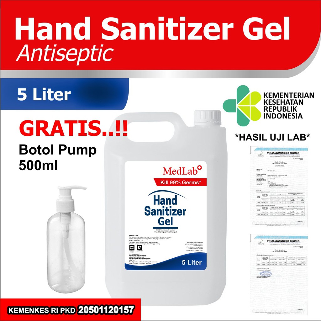 Medlab Hand sanitizer Alkohol 70% antiseptic KEMENKES