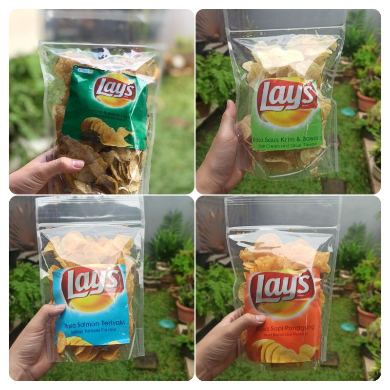 Snack Kiloan ORIGINAL Lays Rumput Laut, Salmon Teriyaki, Saus Krim & Bawang, dan Sapi Panggang