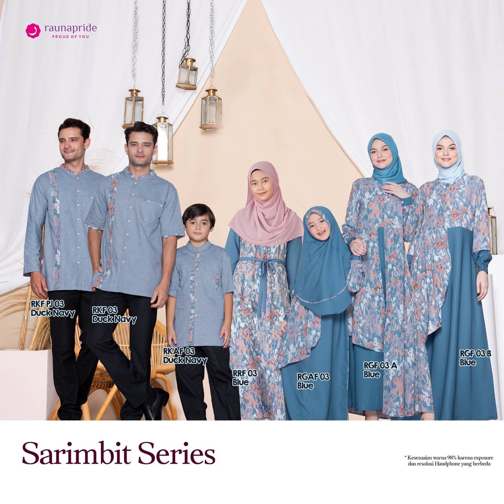 Sarimbit Rauna Couple Keluarga SR 03 BLUE / Sarimbit Rauna Terbaru 2022 / RGF 03A - RGF 03B - RRF 03 - RGAF 03 - RKF 03 - RKAF 03 / Fashion Muslim