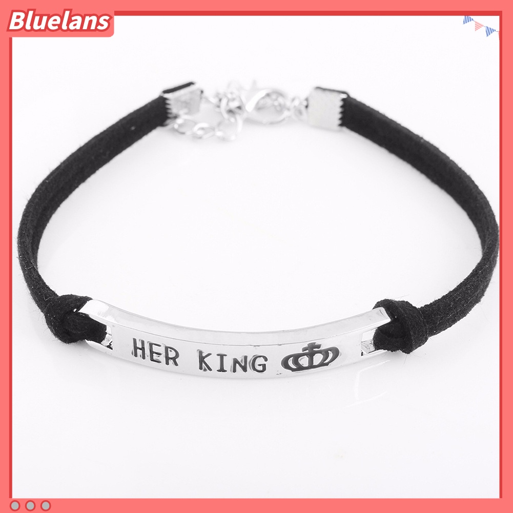 Bluelans Fashion His Queen Her King Couple Bracelet Matching Bangles Lovers Jewelry Gift