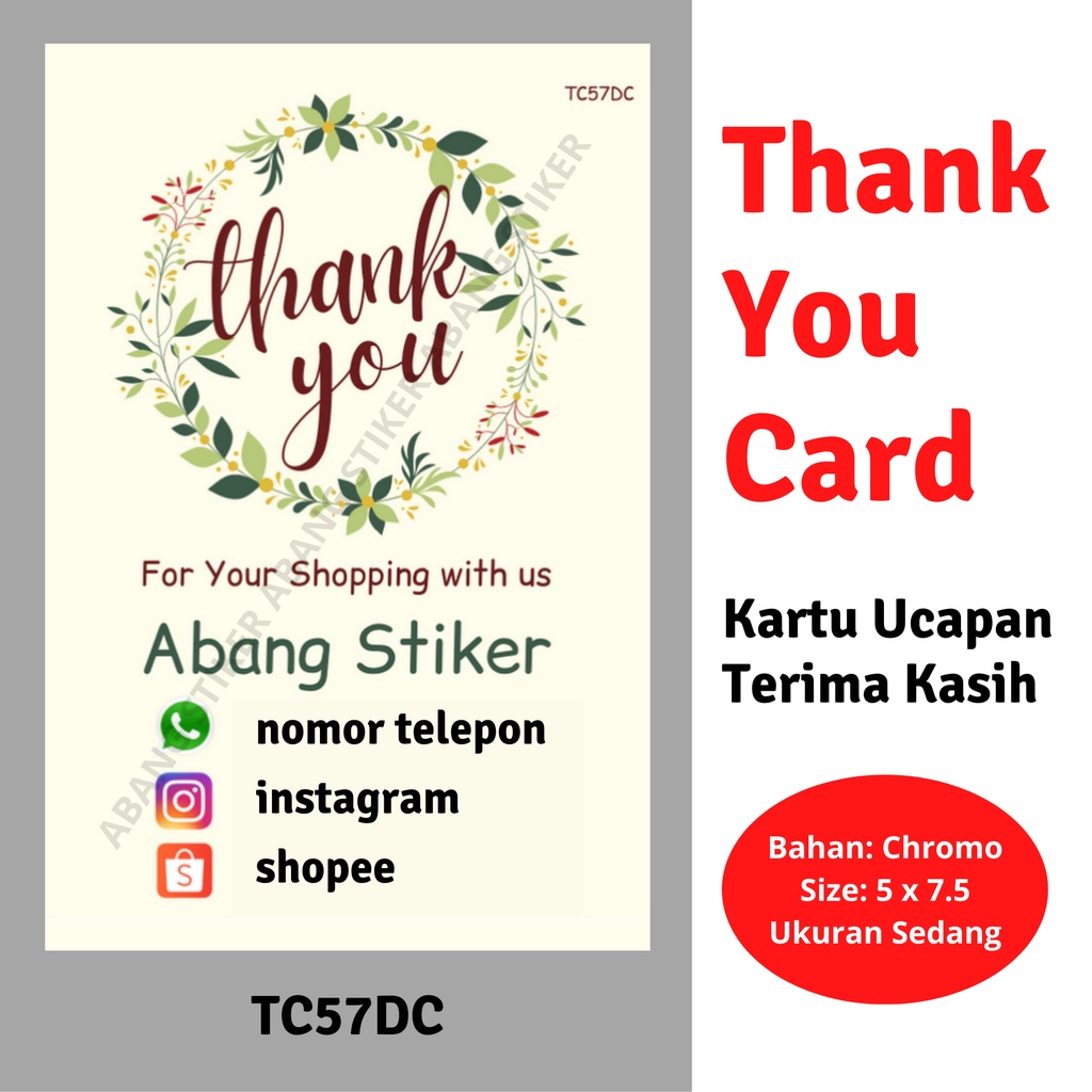 

Thank You Card Sticker 5 x 7.5 cm
