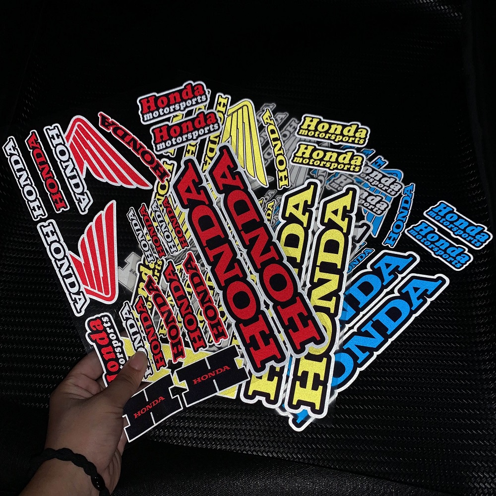 [On Sale] Honda HRC Reflective Motorcross Motorcycle Stickers Laser Motorcycle Decoration sticker Decals For Honda VFR 400 800 CB 600 1000 250 50 CRB