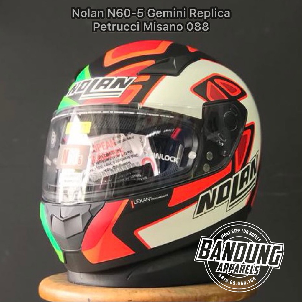 Helm Motor Full Face Helmet Nolan N605 N60-5 Gemini Replica Petrucci Misano 088 SNI Original Italy H