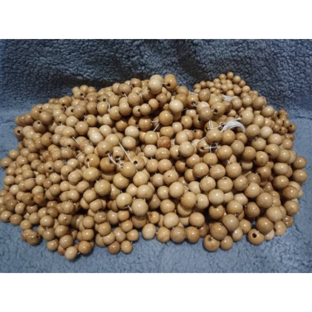 Manik kayu bulat warna krem