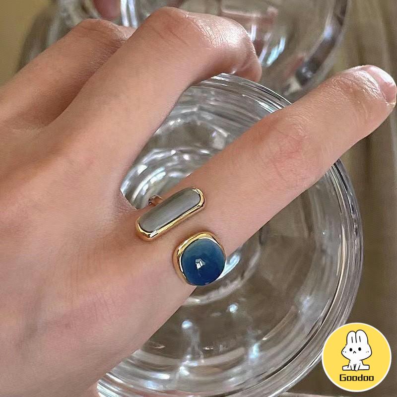 Cincin Jessenia Ring Adjustable Cincin Fashion Trend Baru Cincin unik Bentuk Geometri Bahan Alloy Hias Berlian Imitasi Untuk Wanita korea-Doo