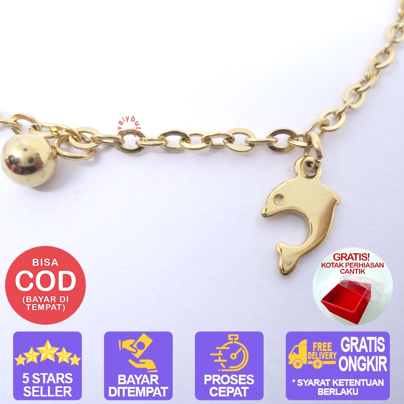 Lovelybutik - Gelang kaki Titanium anti karat Dolphin Gelang Kaki Wanita Titanium Bahan Titanium Ukuran 24,5 cm