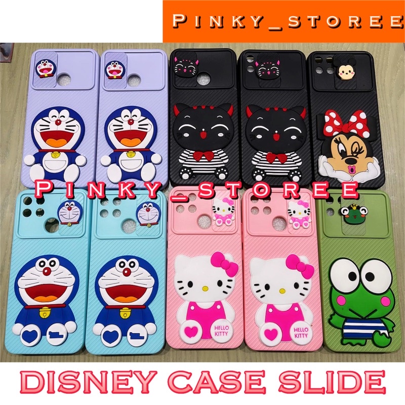 CASE MACARON SLIDE CAMERA OPPO A5 2020/ A9 2020/ A31 2020/ A52/ A92/ A1K/ A3S/ A37/ A37F/ SOFT CASE MACARON SLIDE CAMERA KARAKTER DORAEMON HK KEROPI MINNIE