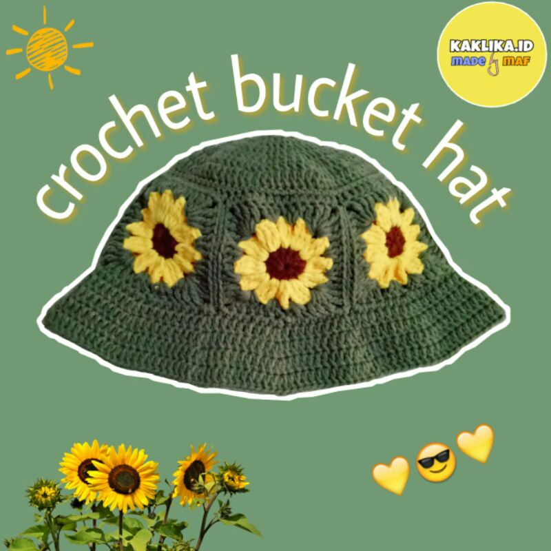 Topi Buket Rajut Bunga Matahari / Sunflower Crochet Bucket Hat