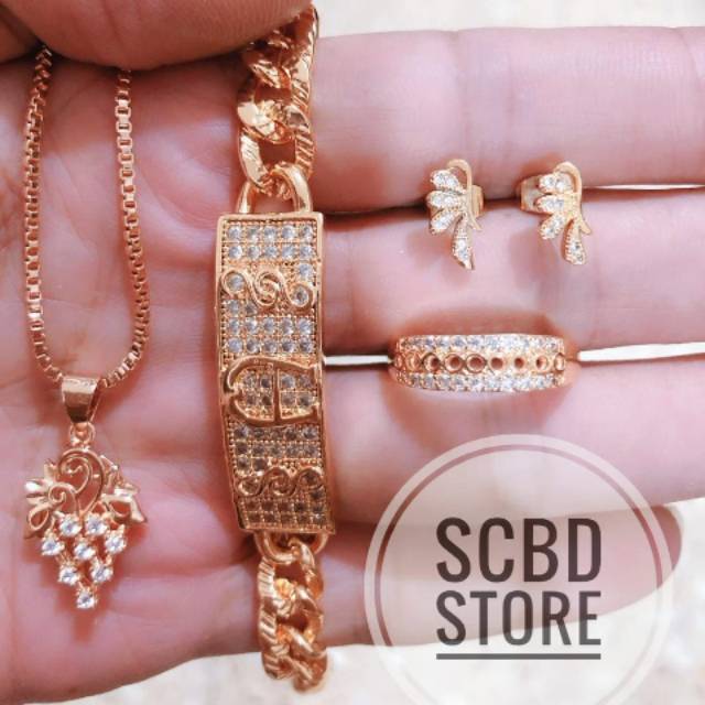 Perhiasan xuping 1 set mewah antikarat