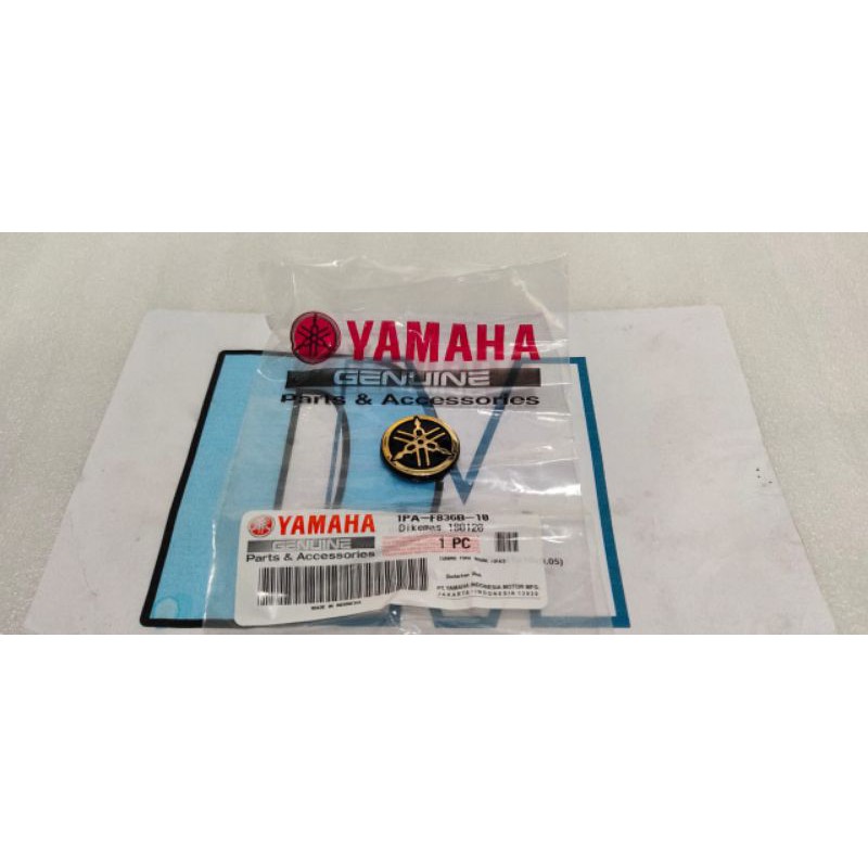 emblem logo Yamaha gold kecil sambungan body new Vixion R25 R15 1PA-F836B-10 asli original Yamaha