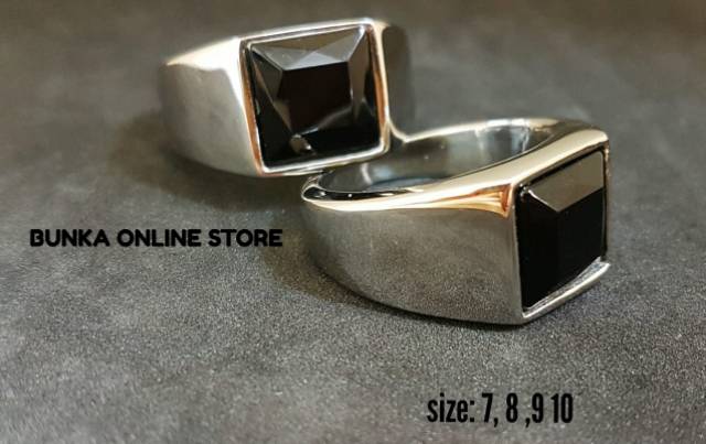 COD!! Cincin Import Black Onyx Minimalis Elegan