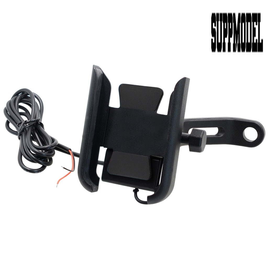 Holder Handphone Rotasi 360 Derajat Dengan Charger USB Untuk Kaca Spion Motor