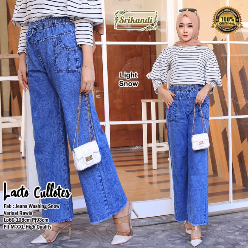 lacto cullotes celana kulot wanita bahan jeans by srikandi