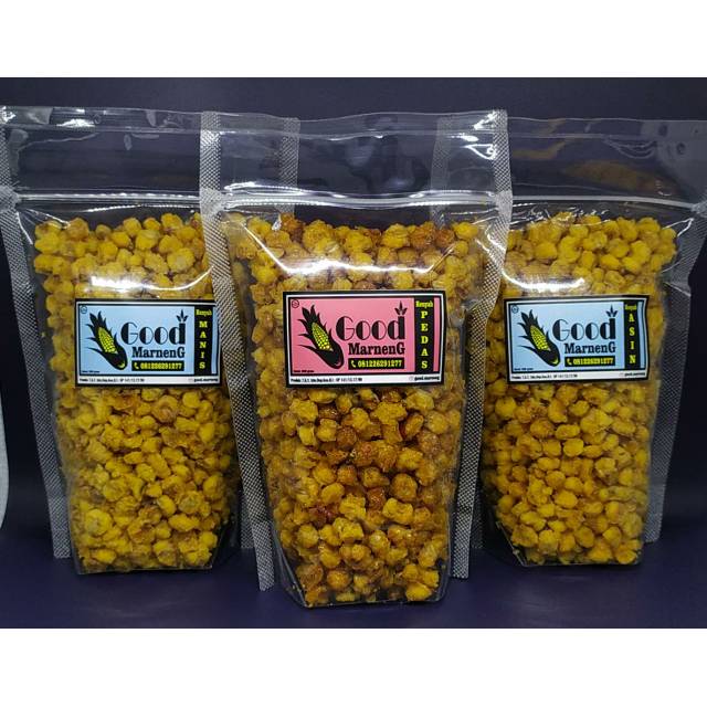 

Marning Jagung Merk Good Marneng Kemasan Ekonomis Rasa Asin, Manis, Pedas, Balado, Barbeque, Sapi Panggang, Original