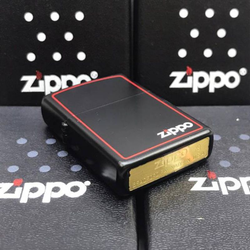 COD- jual murah korek api logo zippo hitam mate list merah grade ori